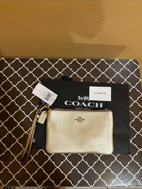 Coach Metallic Gold Leather Wristlet